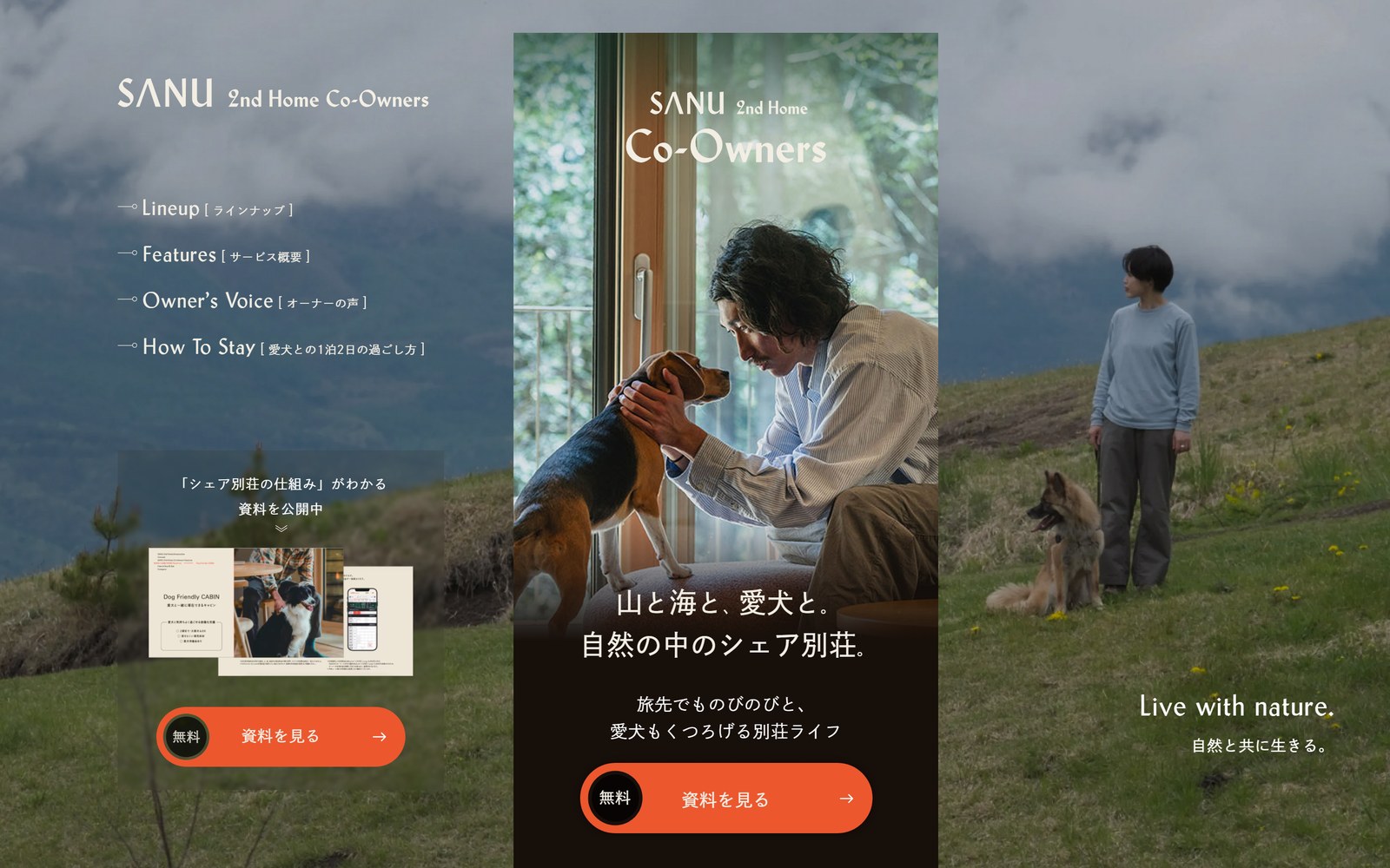 SANU 2nd Homeのランディングページ(パソコンで見たトップ画面)